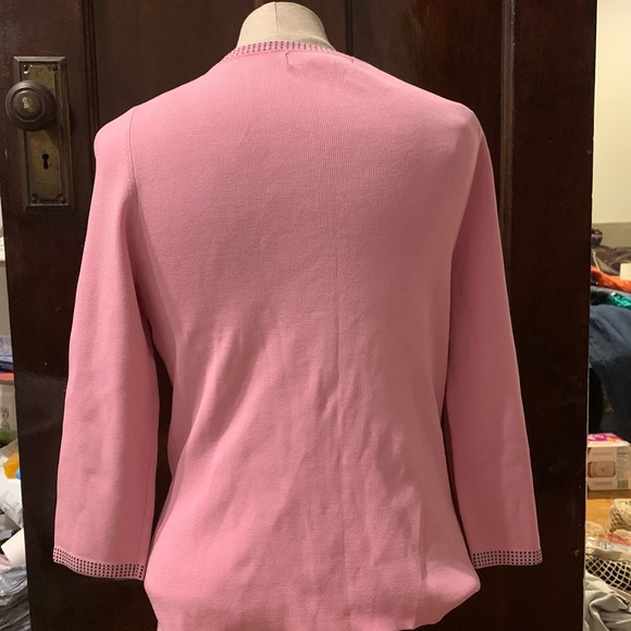 PINK Women’s Size Small David Brooks Rayon Sweater w Bow and Dots - Picture 5 of 6